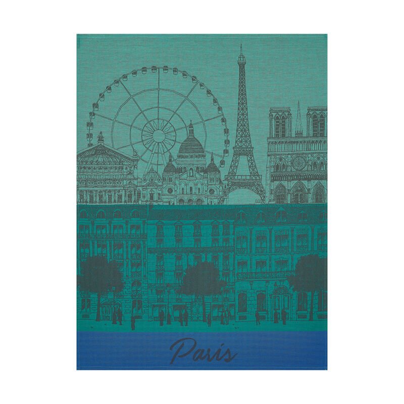 Tea Towel Paris Panorama Green - Gaudion Furniture