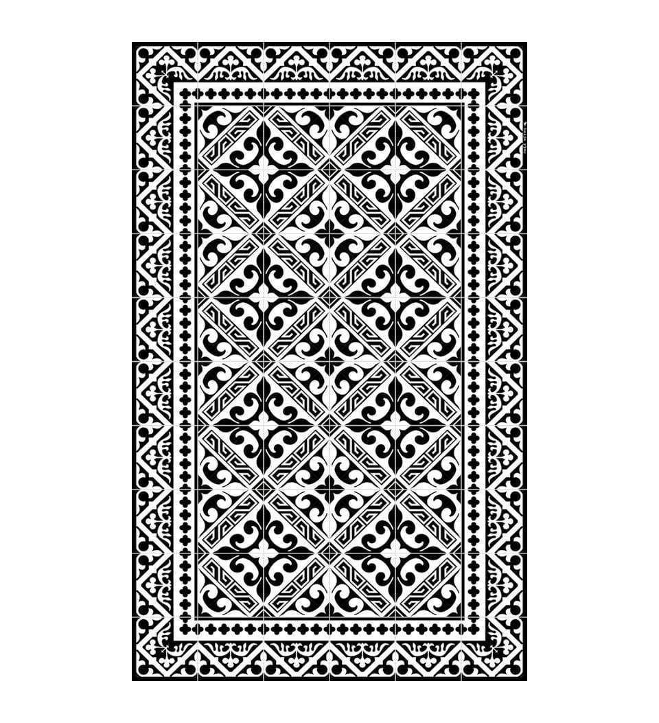 Beija Flor Rug Beija Flor De Lis Floor Mat Black & White