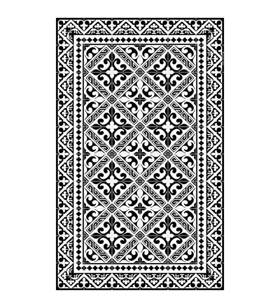 Beija Flor Rug Beija Flor De Lis Floor Mat Black & White