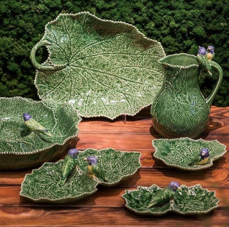 Bordallo Pinheiro Blue Bird Double Leaf Bowl - Gaudion Furniture