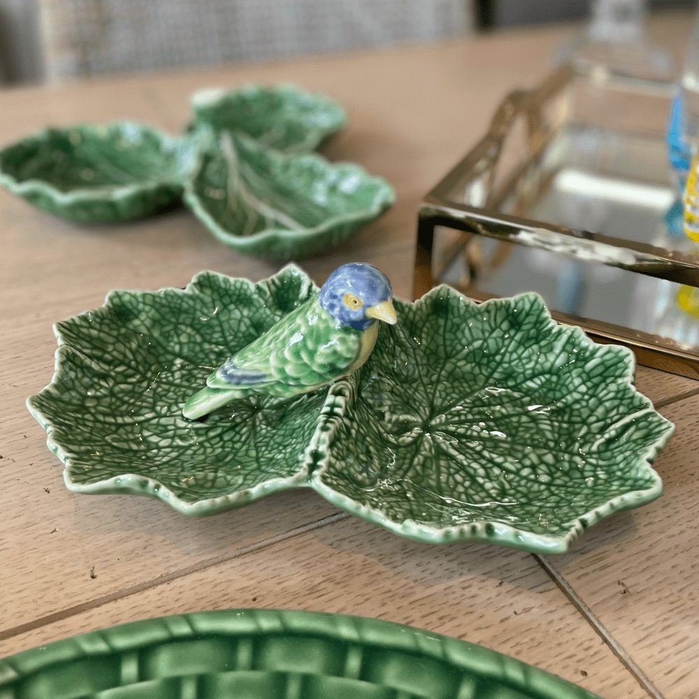 Bordallo Pinheiro Blue Bird Double Leaf Bowl - Gaudion Furniture