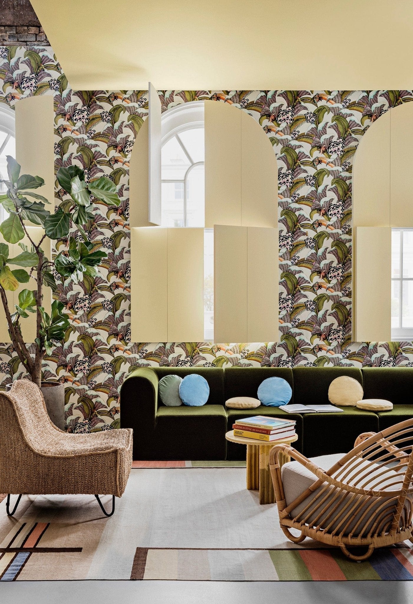 Cole & Son Ardmore Jabula Hoopoe Leaves Wallpaper 7 Colours - Gaudion Furniture