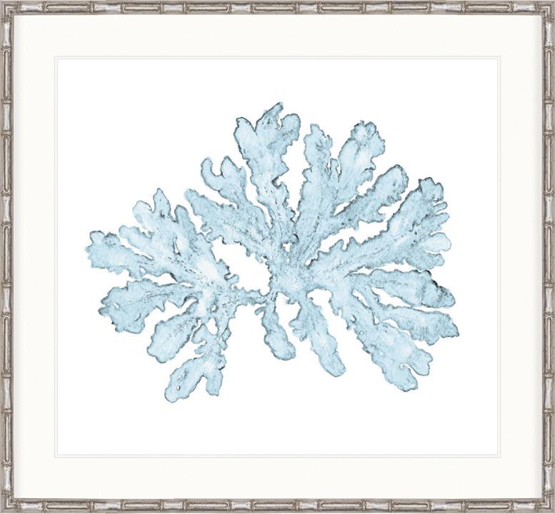 Designer Boys Collections Artwork 1 x Faux Bamboo Silver Blue Coral Print I Blue Coral Print I