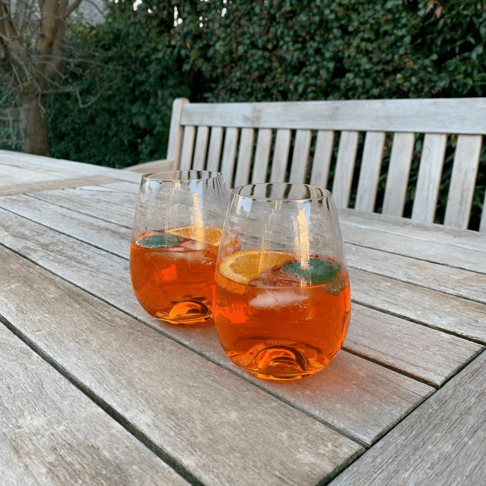 Etched Champagne, Wine & Stemless Glasses - Gaudion Furniture