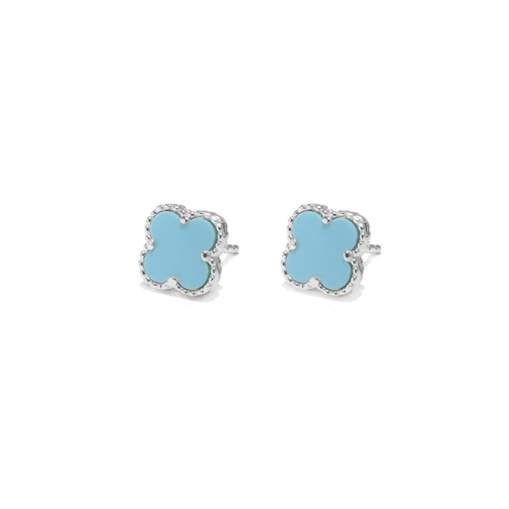 Earrings Clover Turquoise Silver