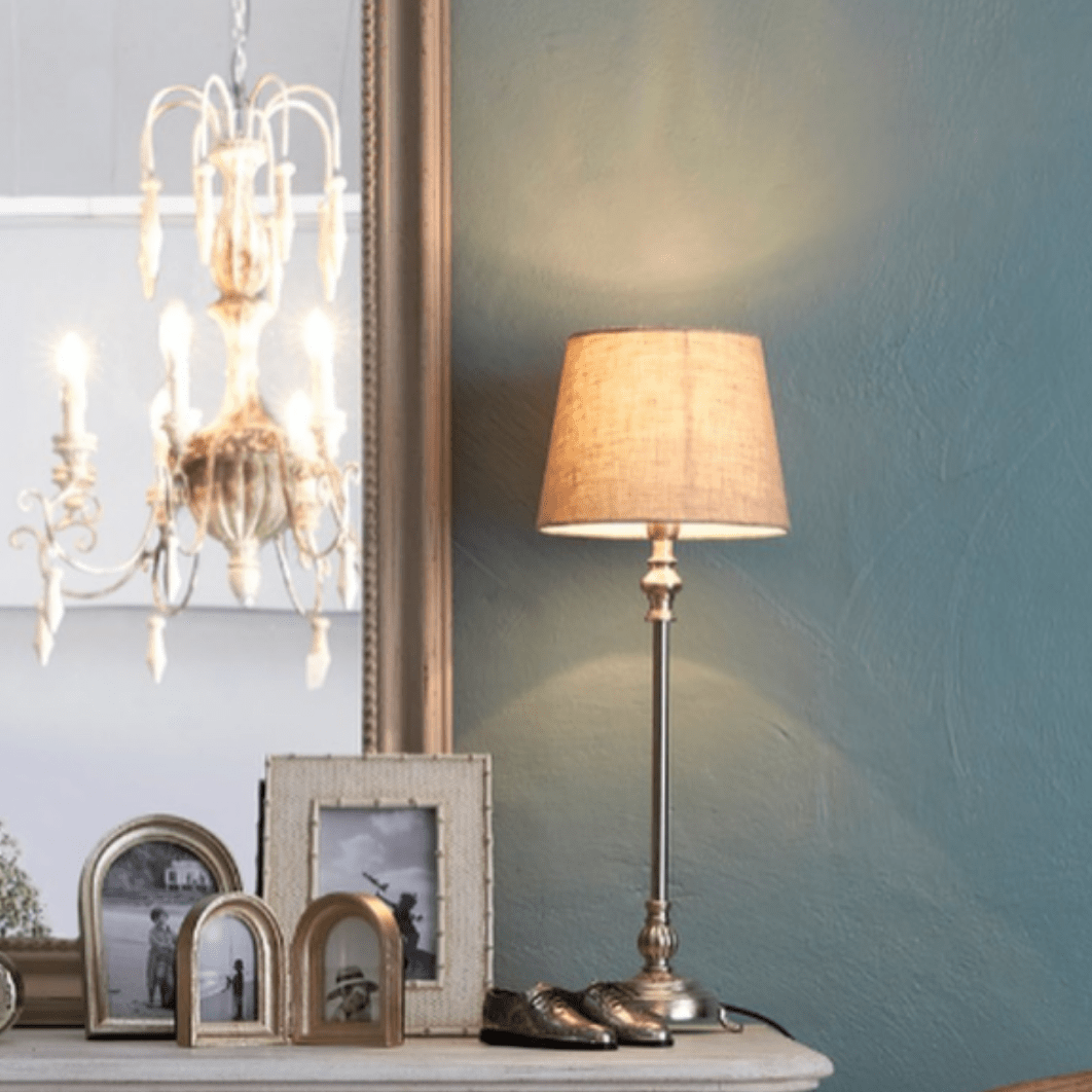 Lamp Base Antique Round Silver