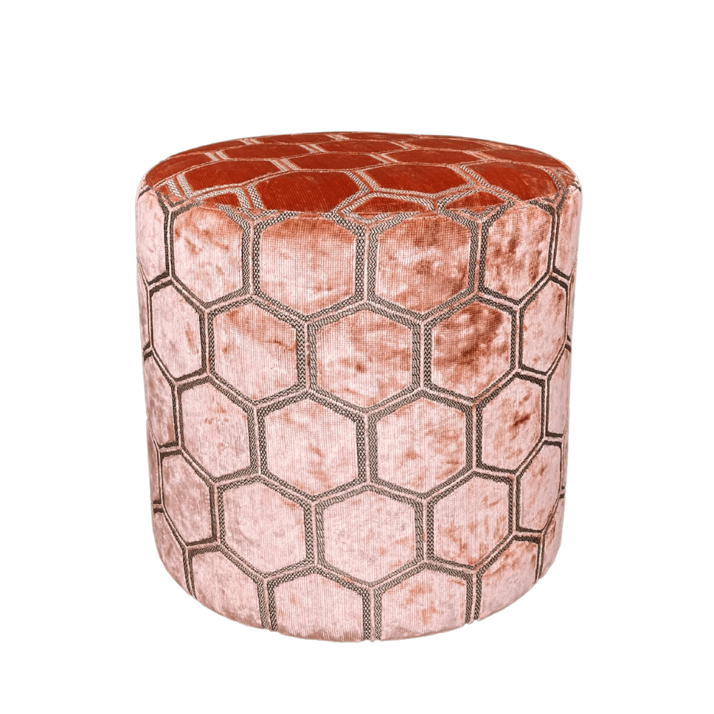 Gaudion Furniture OTTOMAN Designers Guild Round Manipur Coral Ottoman