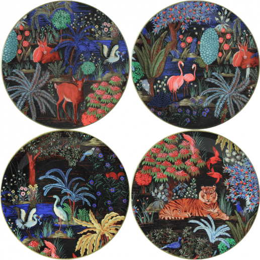 Gien PLATE Gien Jardin Du Palais 4 Dessert Plates