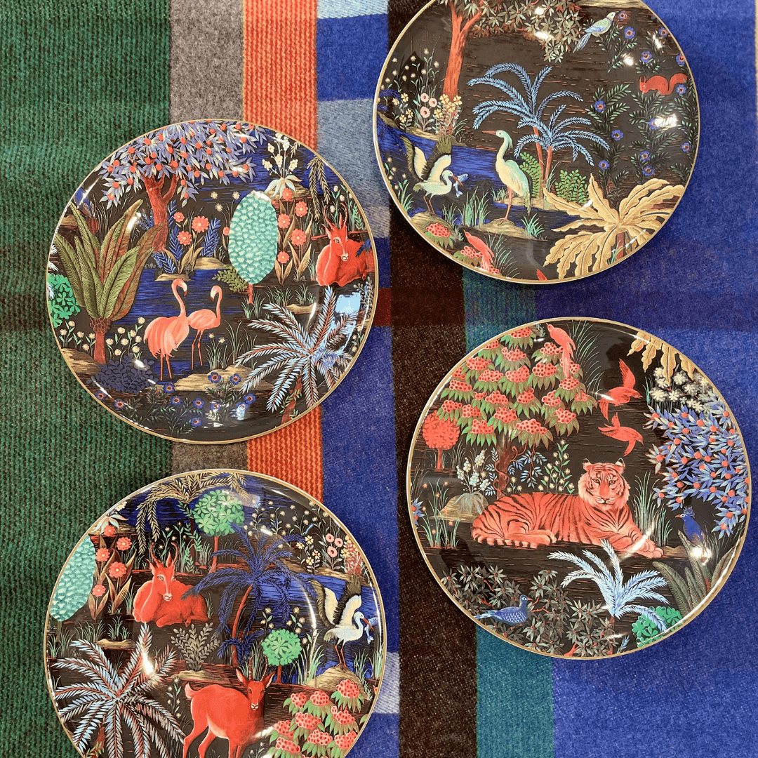 Gien PLATE Gien Jardin Du Palais 4 Dessert Plates