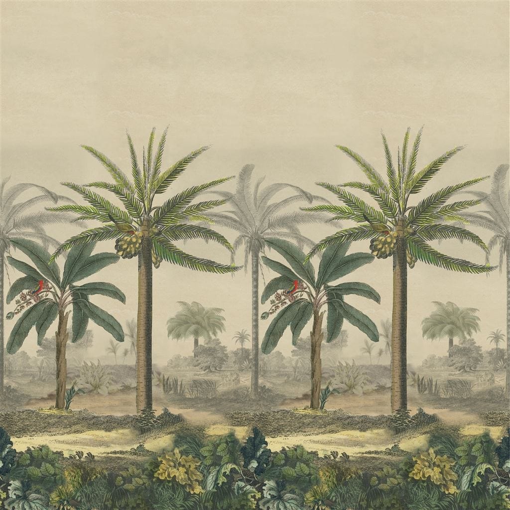 John Derian Palm Trail Scene 2 Sepia Wallpaper - Gaudion Furniture