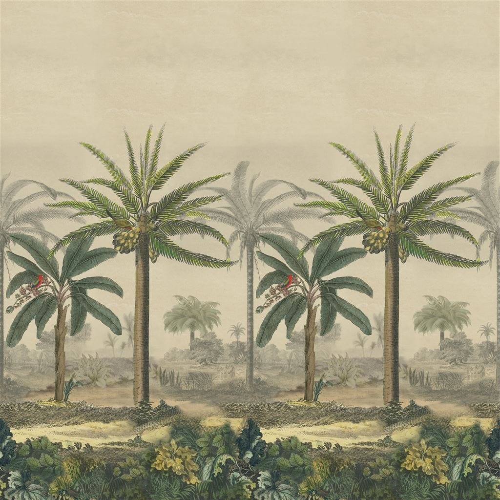 John Derian Wallpaper John Derian Palm Trail Scene 2 Sepia Wallpaper