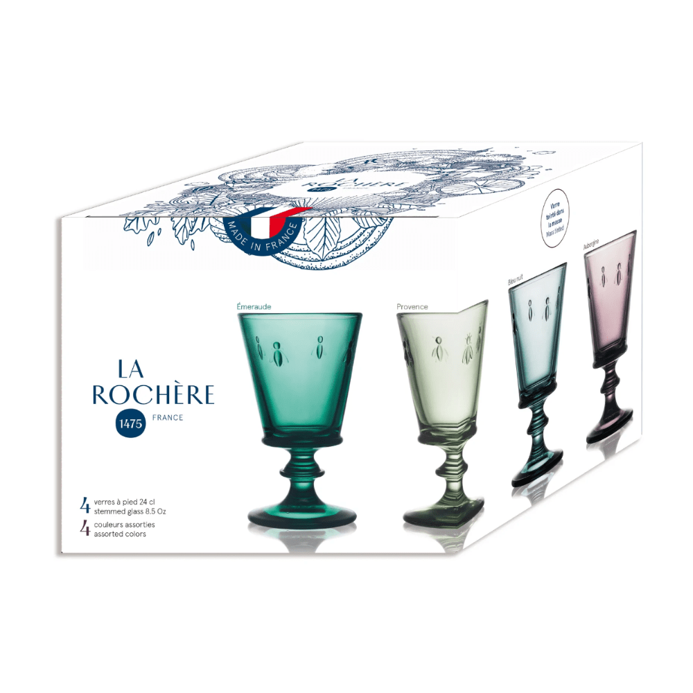 LA ROCHERE WINE GLASS Bee Coloured Wine Glasses Set of 4