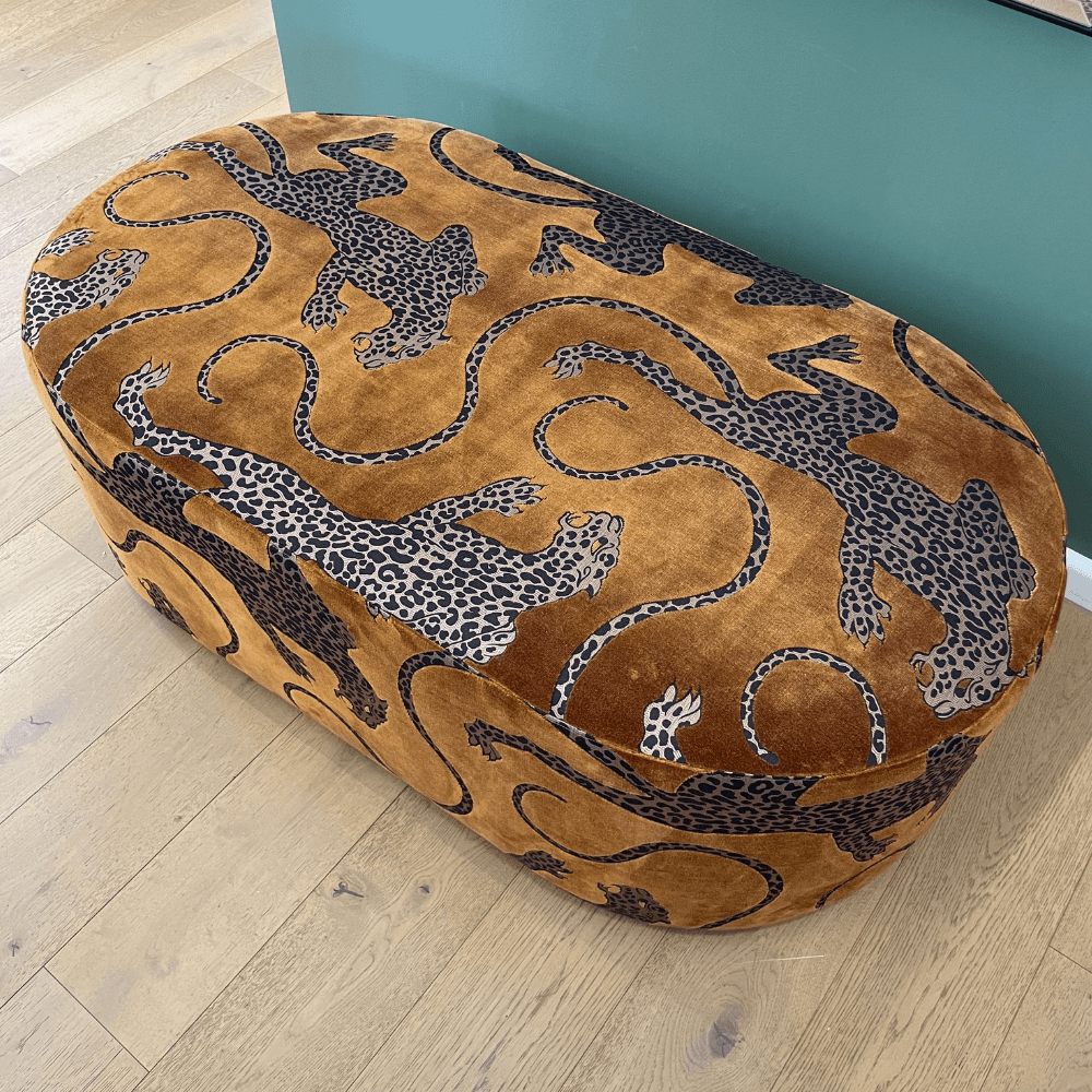 Panthera Gold Oval Ottoman - Gaudion Furniture
