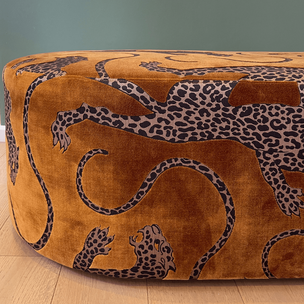 Panthera Gold Oval Ottoman - Gaudion Furniture