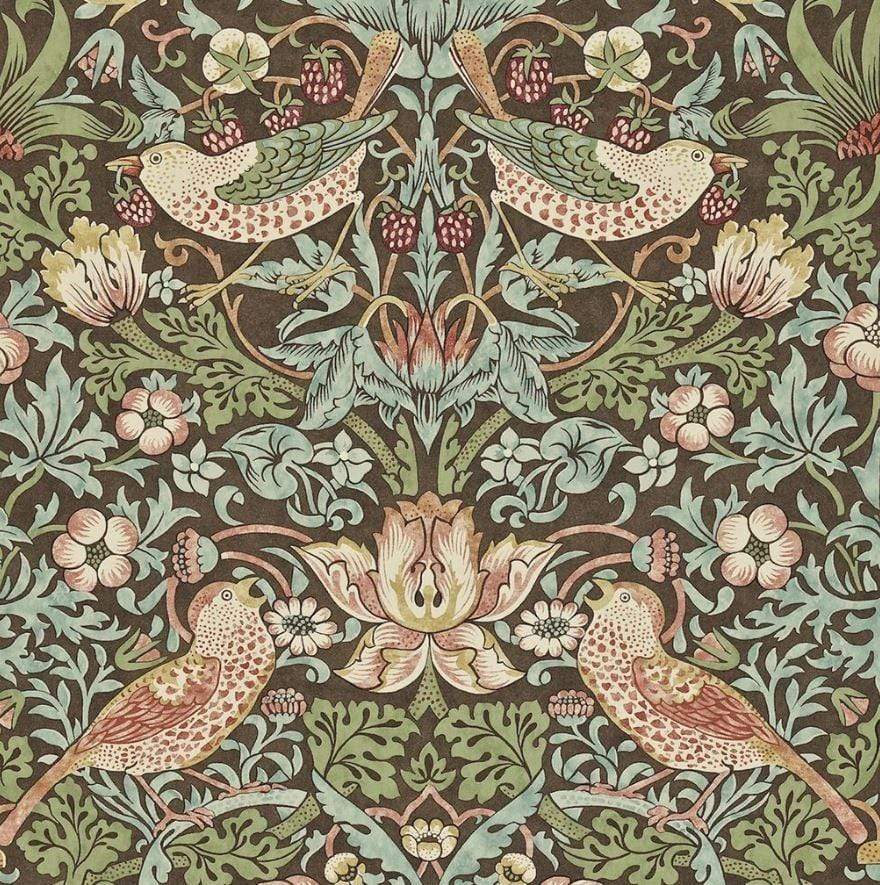 Morris & Co Chocolate Strawberry Thief Wallpaper Roll William Morris Strawberry Thief Wallpaper