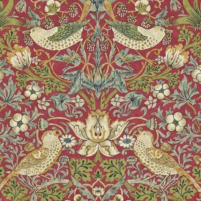 Morris & Co Crimson/Slate Strawberry Thief Wallpaper Roll William Morris Strawberry Thief Wallpaper