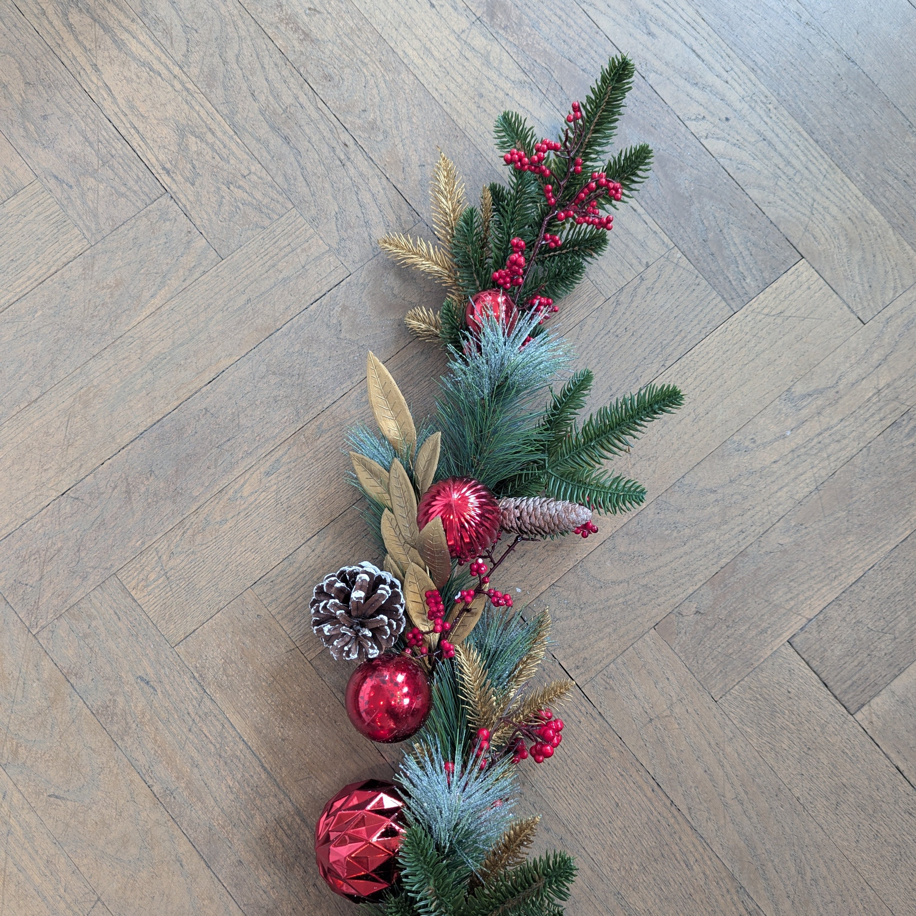 Christmas Garland with Red Baubles