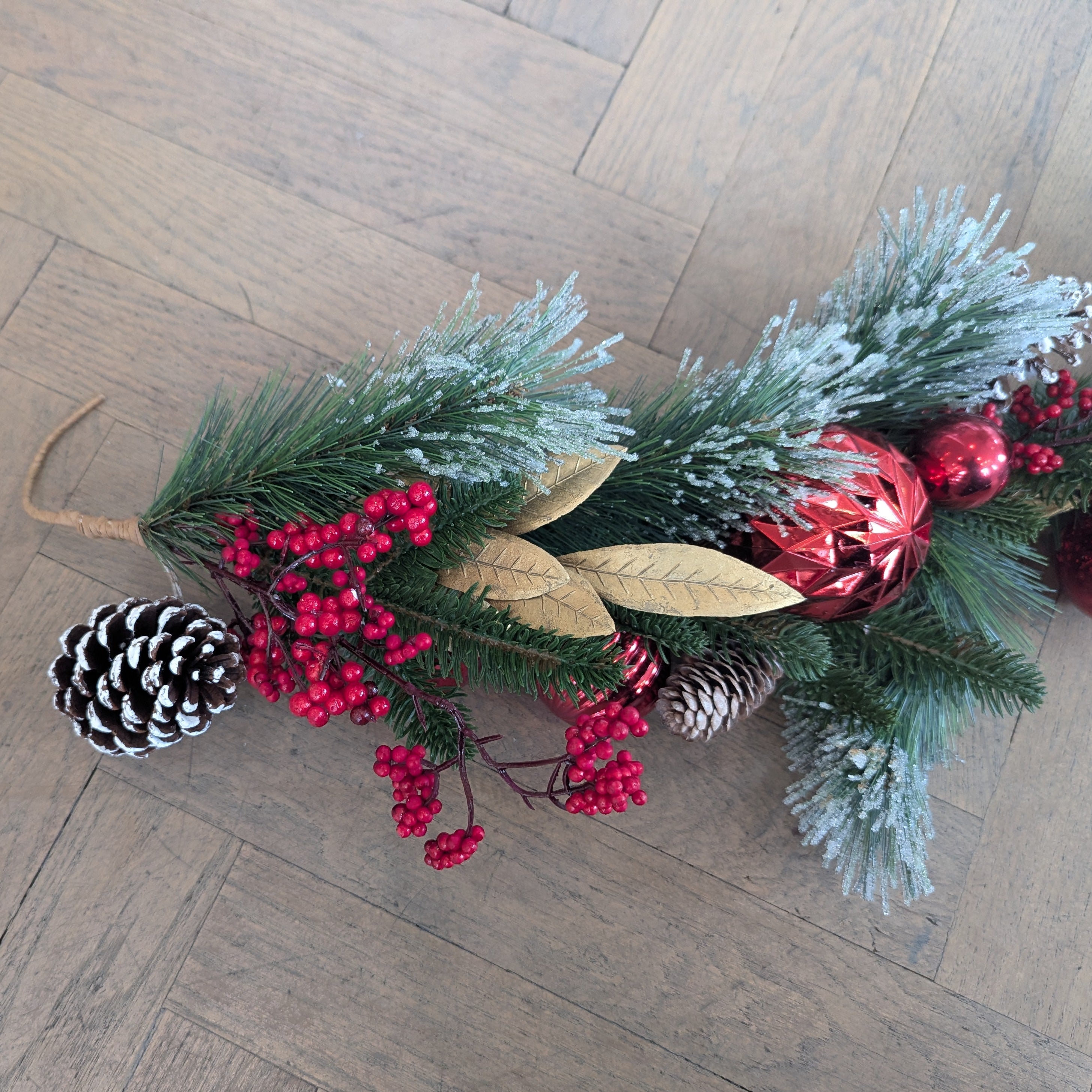 Christmas Garland with Red Baubles