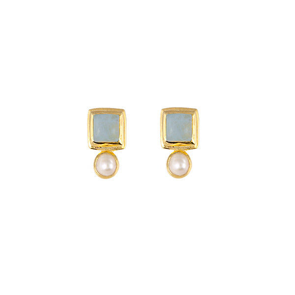 Aquamarine and freshwater pearl stud impressionist bianc gaudion furniture