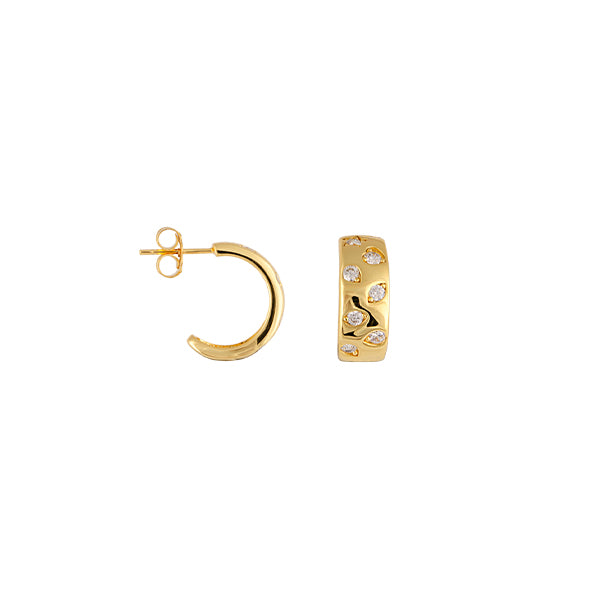 Gold nyx hoop by bianc with cubic zirconia stones scattered