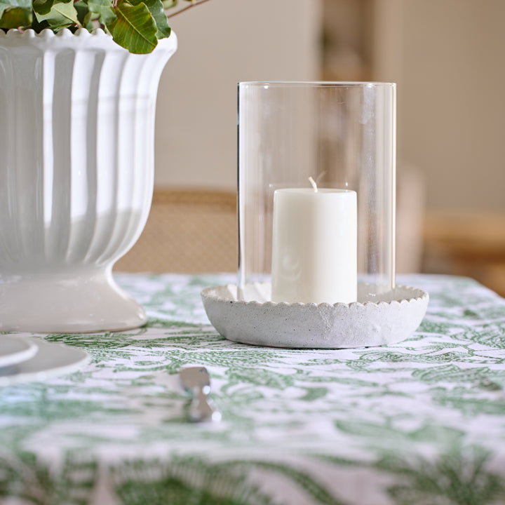 Candleholder Neve White large, white ceramic base glass votive 