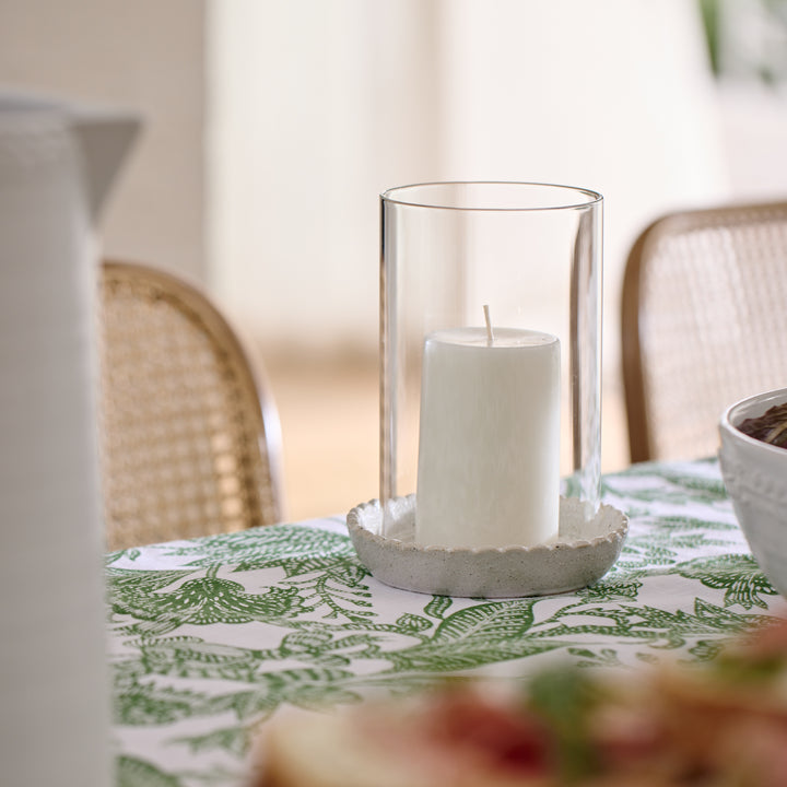 Candleholder Neve White Small, white ceramic base glass votive