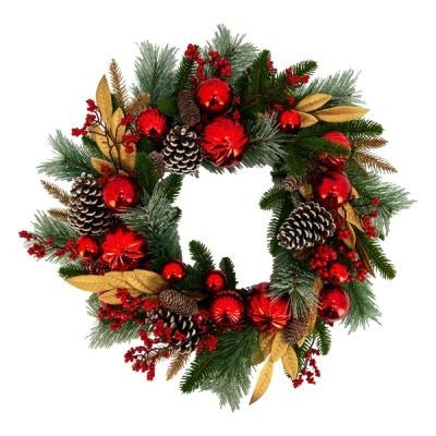 Christmas Wreath Red Bauble Gold