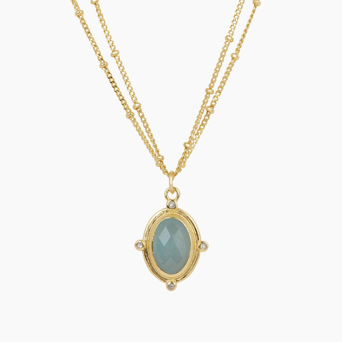 Breeze Necklace by Bianc – Aquamarine & Rainbow Moonstone
