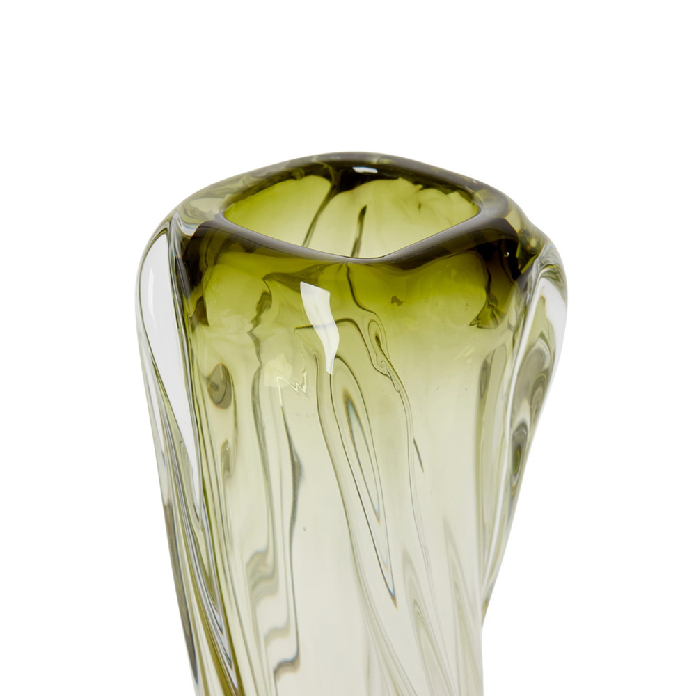Vase green glass twisted design gaudion furniture