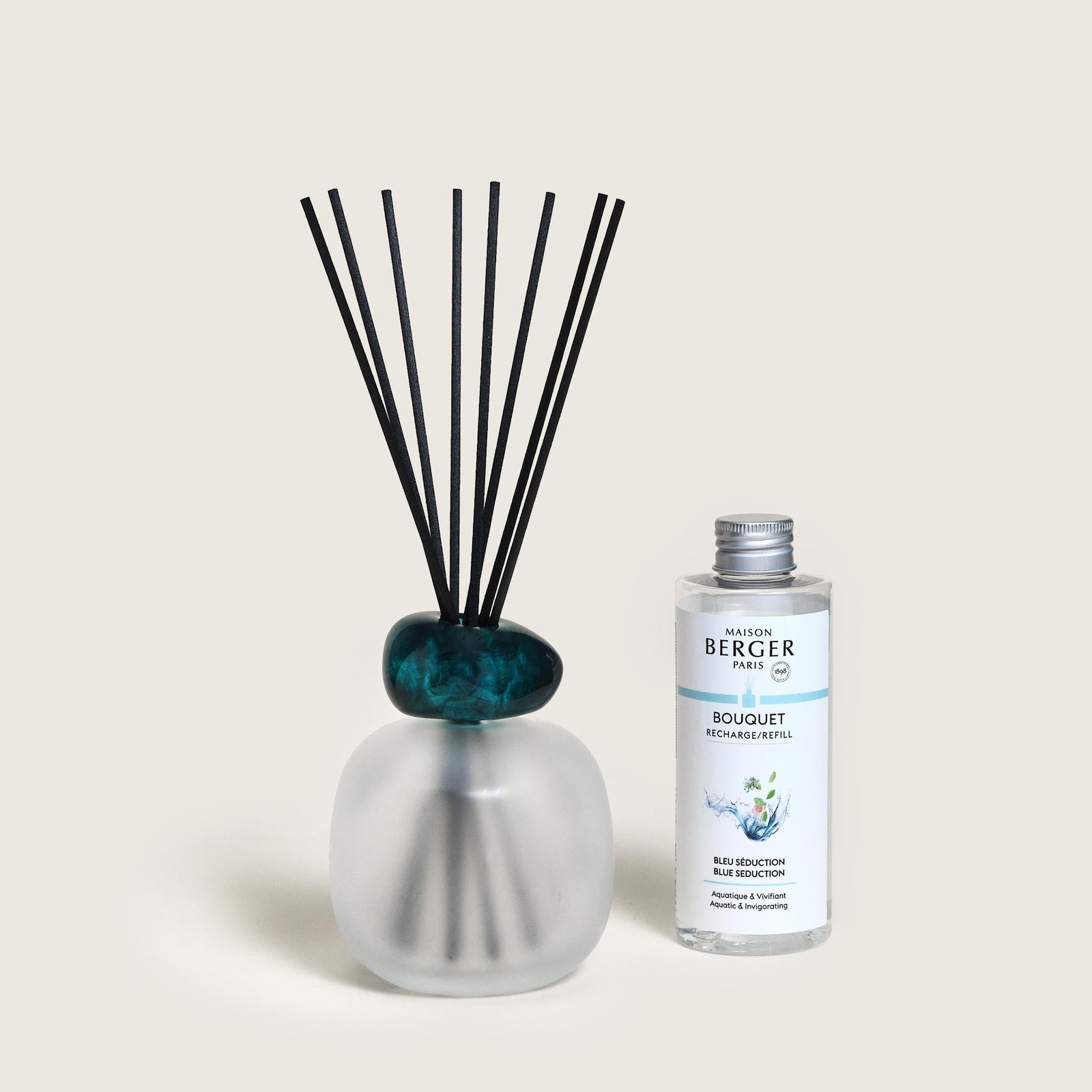 Maison berger diffuser emerald with blue seduction fragrance. Gaudion Furniture