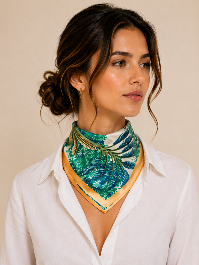 Silk Scarf - Zebra Green