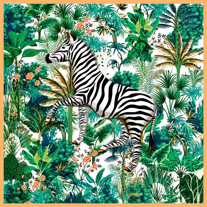 Silk Scarf - Zebra Green
