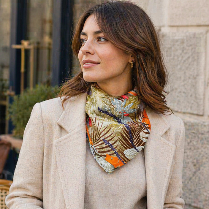 Silk Scarf - Tropical Temple Multicolour