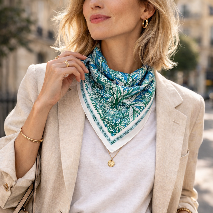 Silk Scarf - Panther Blue Jean
