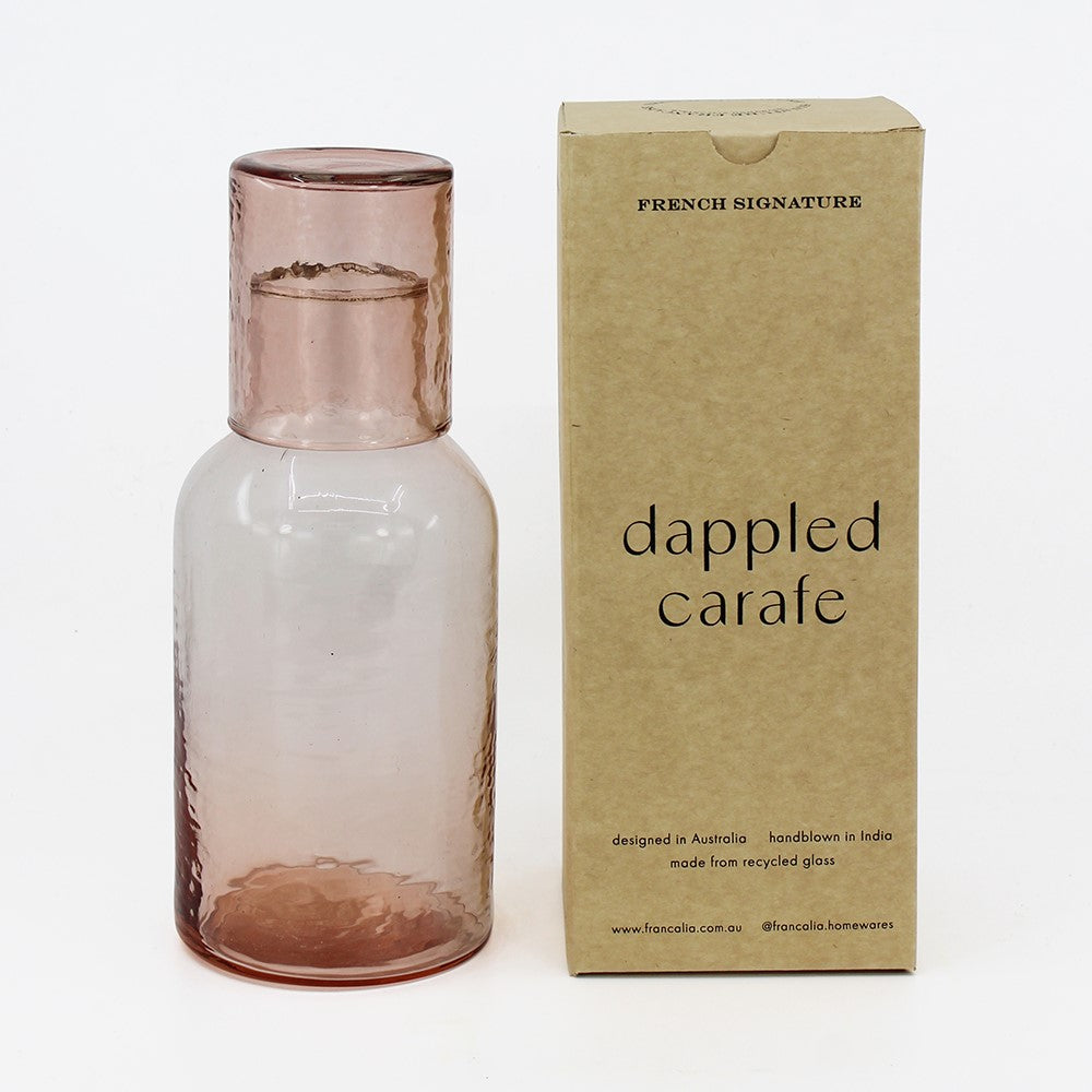 Dappled Recycled Glass Carafe with Matching Glass 800ml