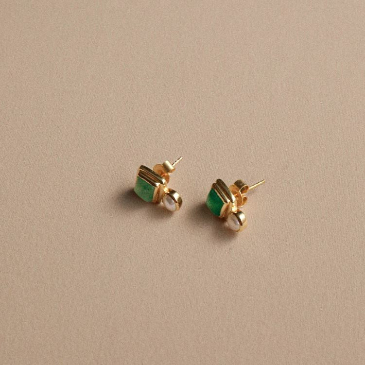 Impressionist Earrings Green Aventurine