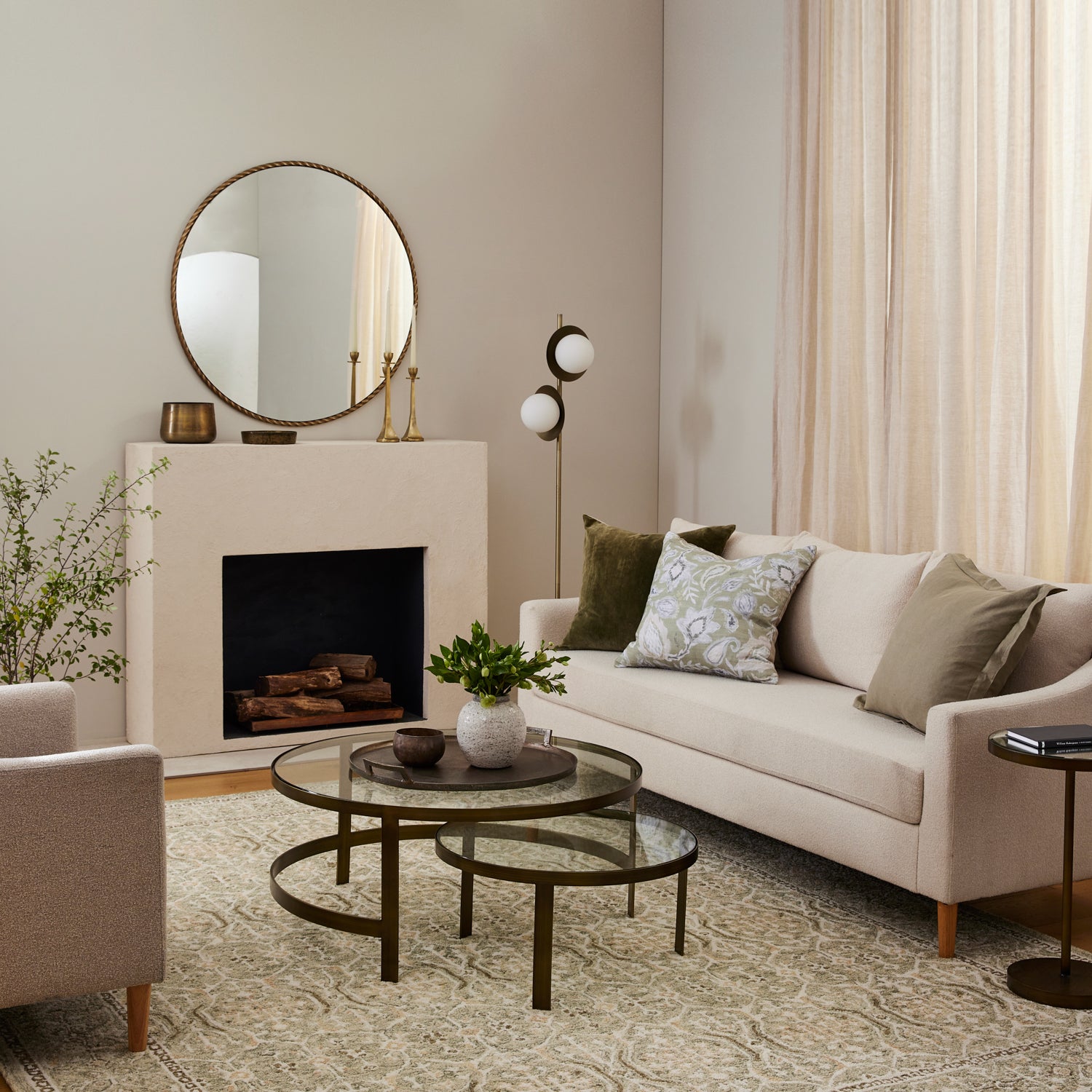 The Coffee Table Nest with glass tops, two tables.
