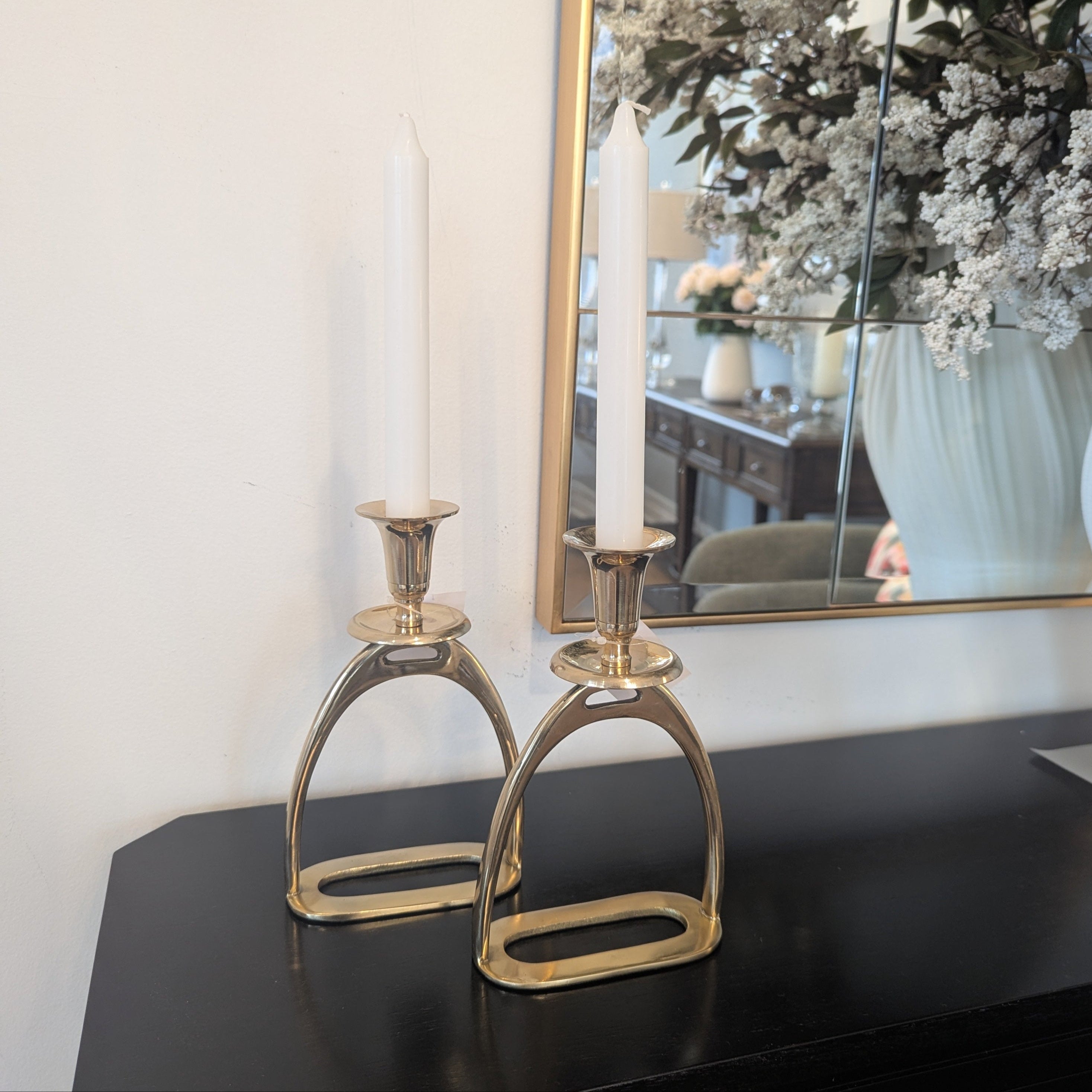 Stirrup candle holder brass gaudion furniture