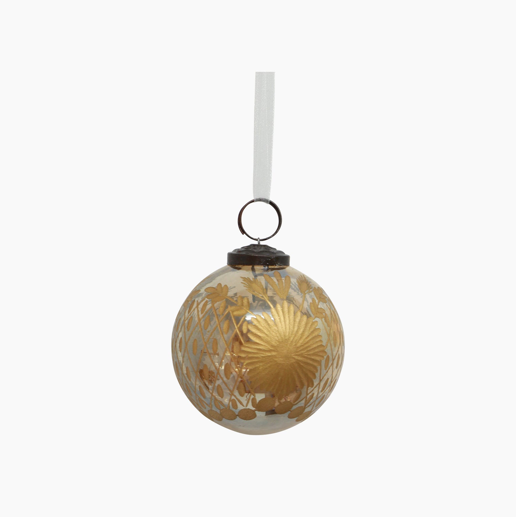 Christmas Amina Bauble gold with vintage etched details.