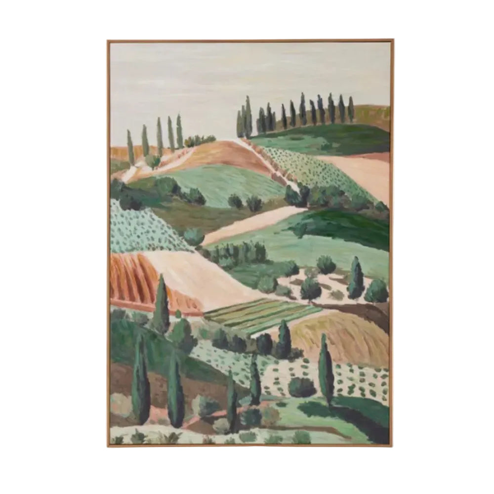 Tuscan Countryside Teak Frame 70 x 100 cm