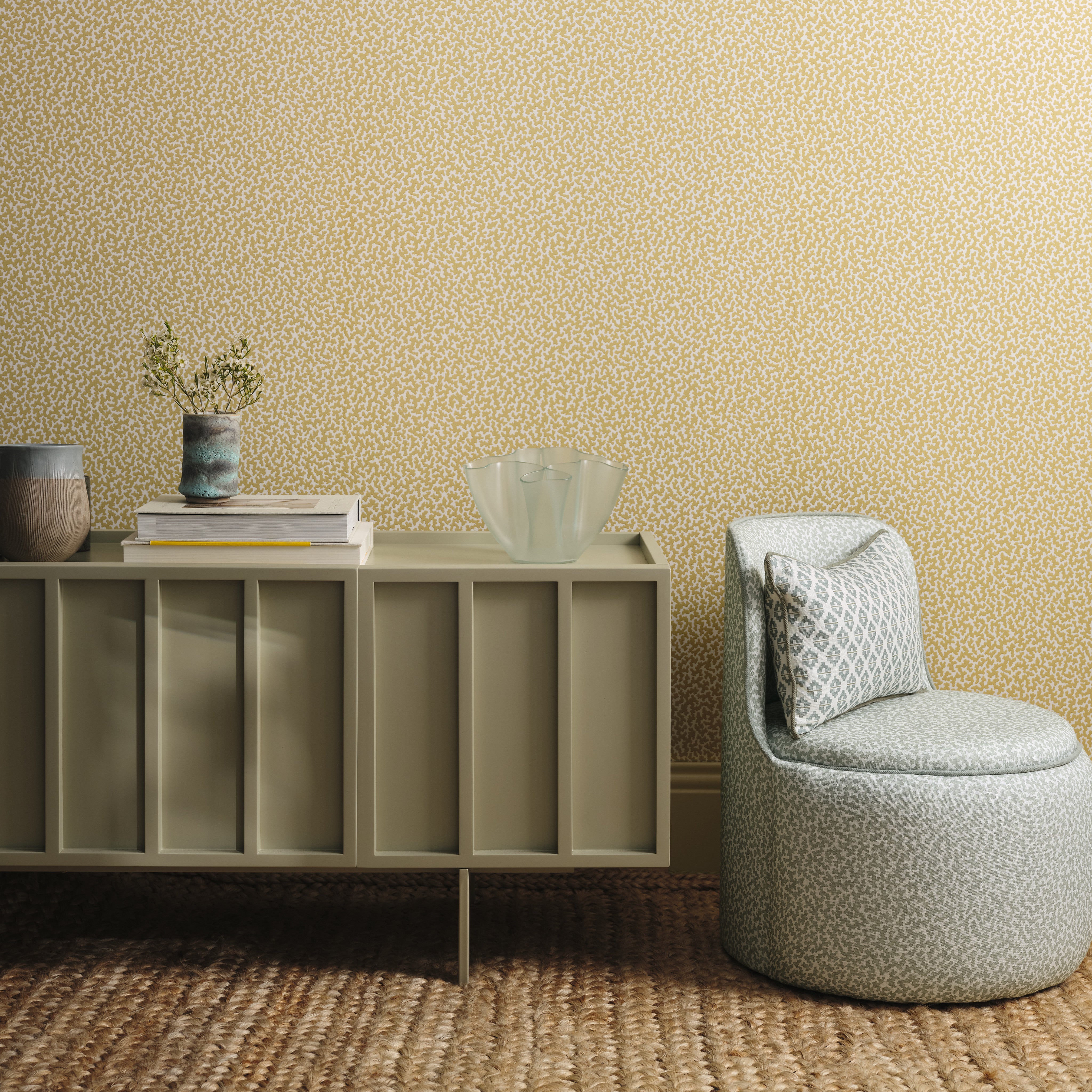 Junie wallpaper by romo, gaudion furniture