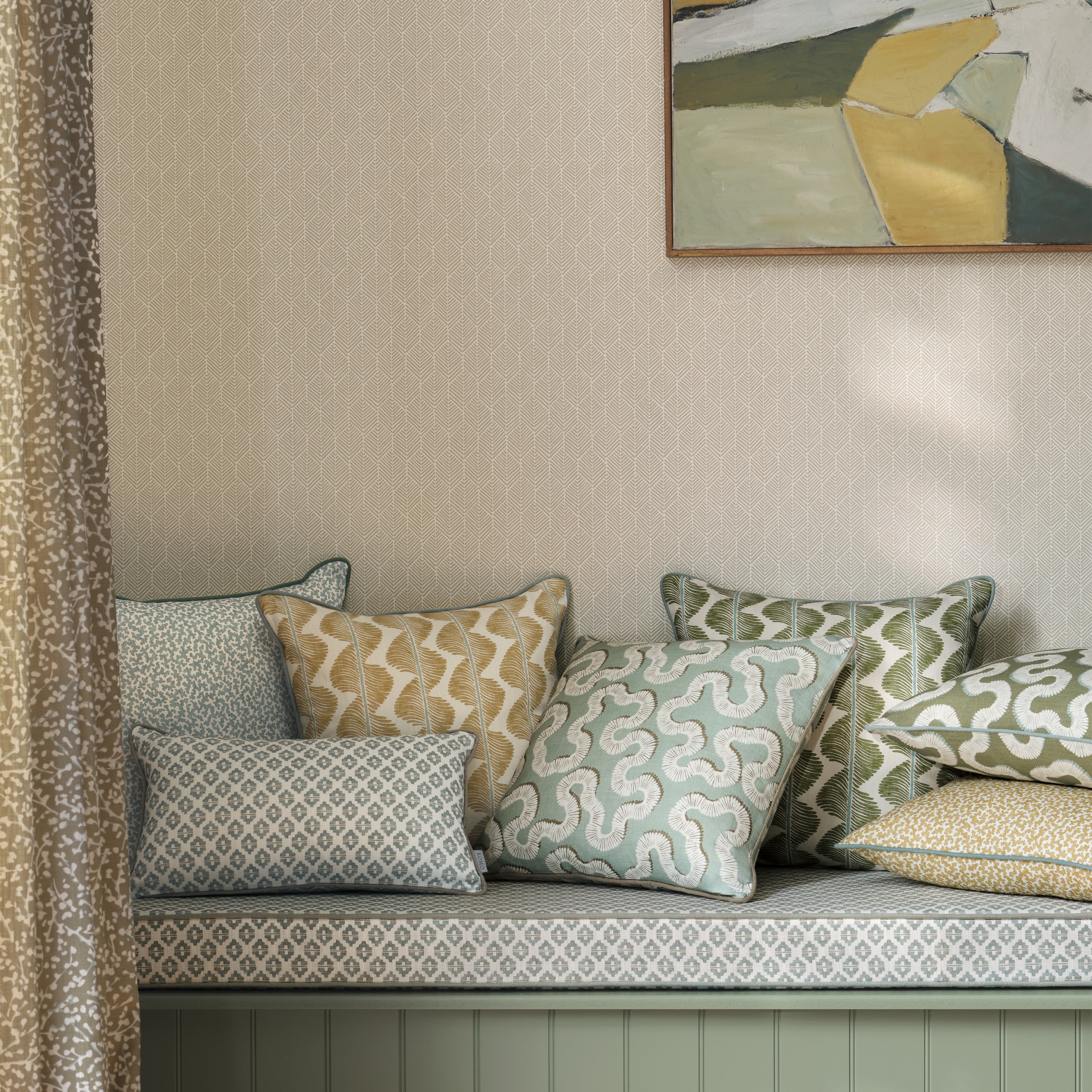 Romo Remi wallpaper geometric leaf pattern Gaudion Furniture
