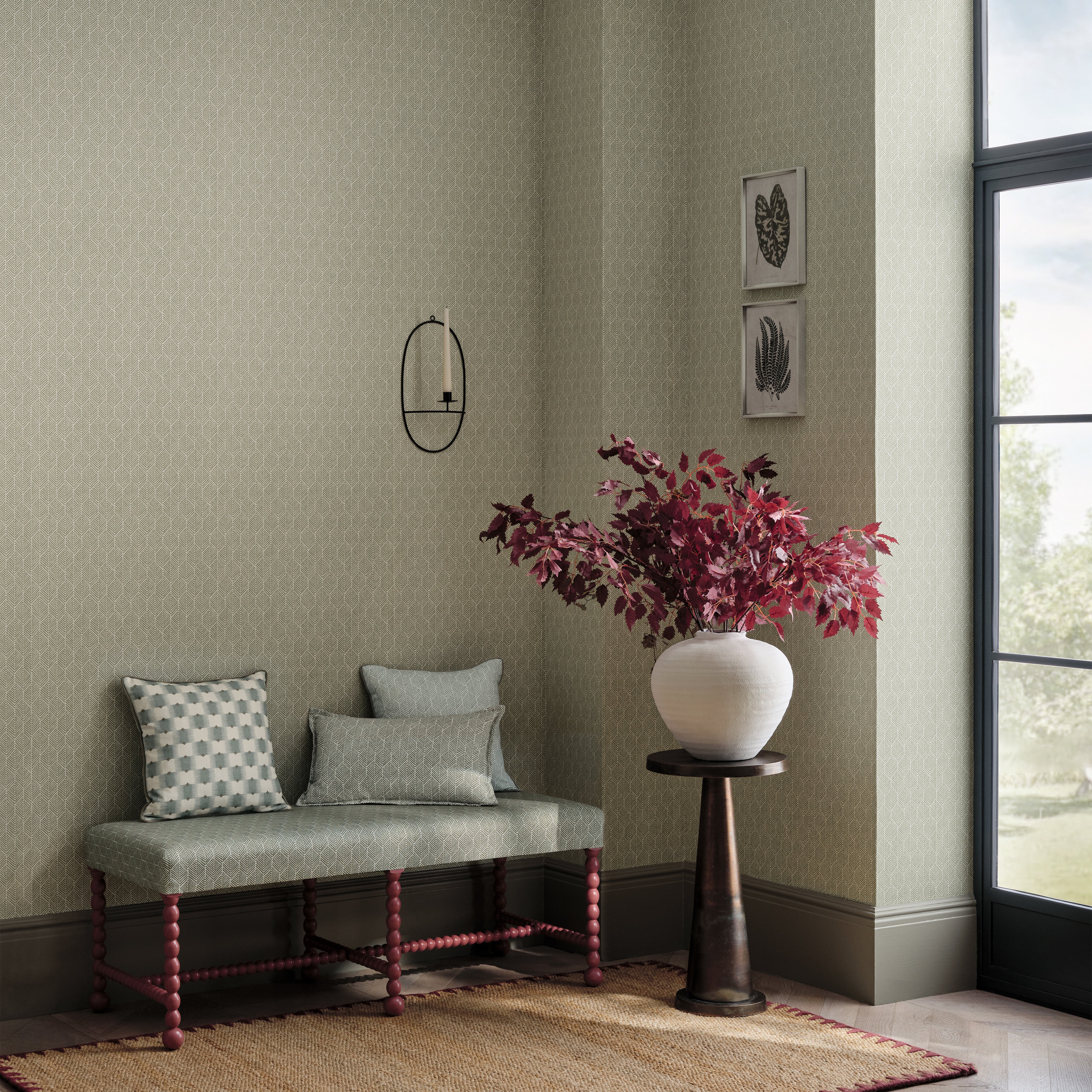 Romo Remi wallpaper geometric leaf pattern Gaudion Furniture