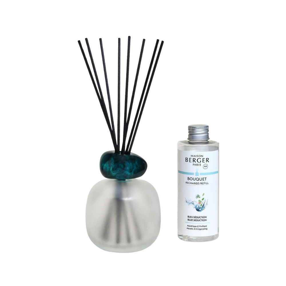 Maison berger diffuser emerald with blue seduction fragrance. Gaudion Furniture
