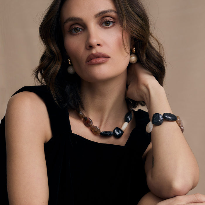 Maisie Necklace by Zahar – Chocolate, Black & Ivory