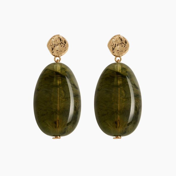 Olive Green Drop Earrings by Zahar