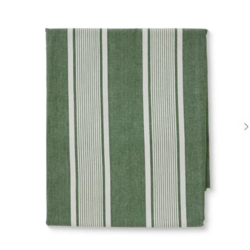 Avery Spruce Green Stripe Tablecloth 150 x 230 cm - Gaudion Furniture