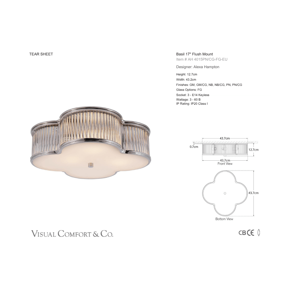 Basil 17" Flush Mount Visual Comfort - Gaudion Furniture