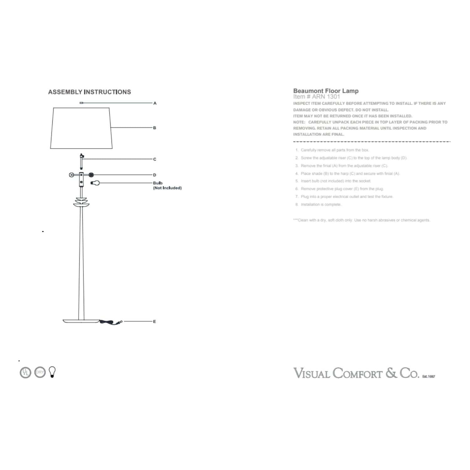 Beaumont Floor Lamp - AERIN - 4 finishes - Gaudion Furniture