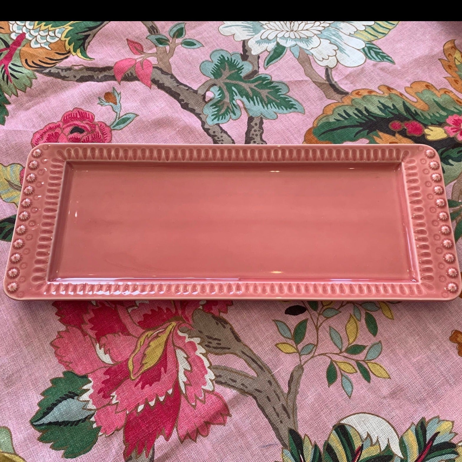 Bordallo Pinheiro Platter Bordallo Pinheiro Fantasy Pink Rectangle Tart Tray